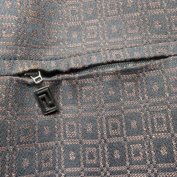 Versace Suit Brown Geometric Linen Blend Classic Fit Italian Two‎ Piece 42R - Picture 3 of 16